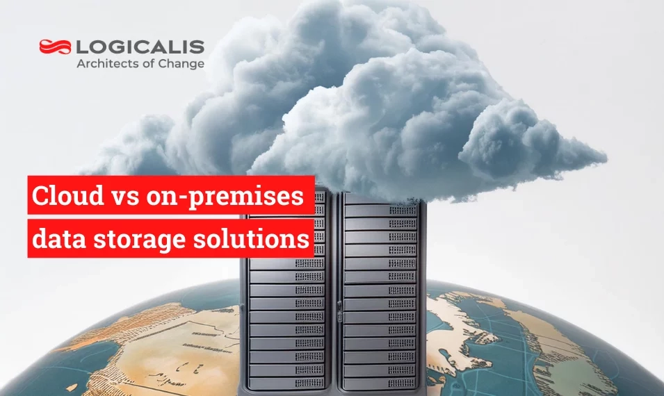 cloud over data server rack 